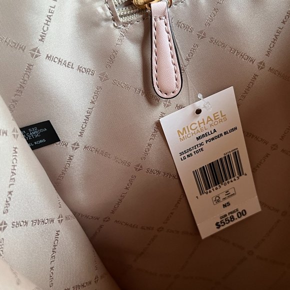 Michael Kors Mirella Large NS Canvas Tote Shoulder Satchel Bag Neutral Pink - Picture 9 of 10